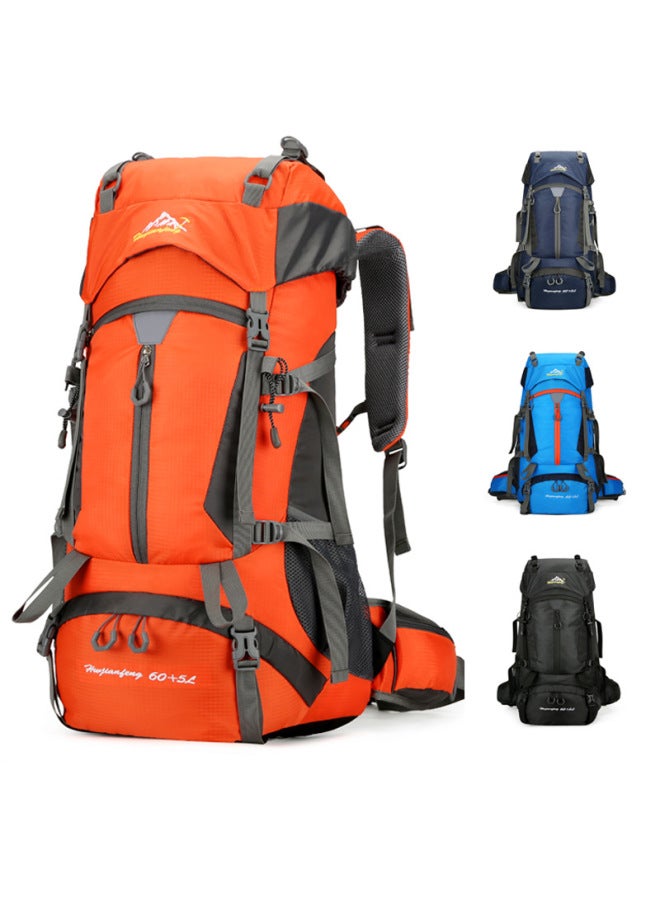 Mountaineering Backpack 65L Hiking Large Capacity Outdoor Travel Multifunctional Storage Backpack-Color:Orange-Capacity:60L+5L - Image 2